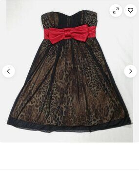 WINDSOR Cheetah Leopard Print Strapless Dress 0890E1M